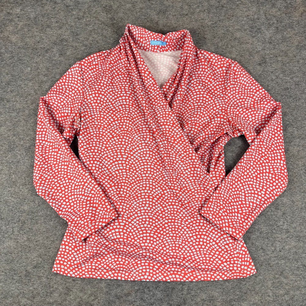 J. McLaughlin Geometric Catalina Cloth Faux Wrap Long Sleeve Top Womens Small S
